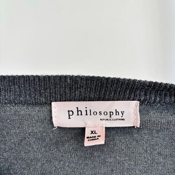 Philosophy Dark Gray Button Front Cardigan Sweater Women's Size XL - Picture 2 of 5